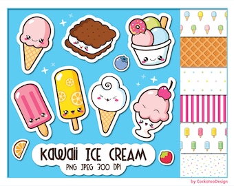 Ice cream clipart, ice cream clip art, kawaii clipart, kawaii ice cream clip art, kawaii clip art, popsicle clipart, Commercial Use