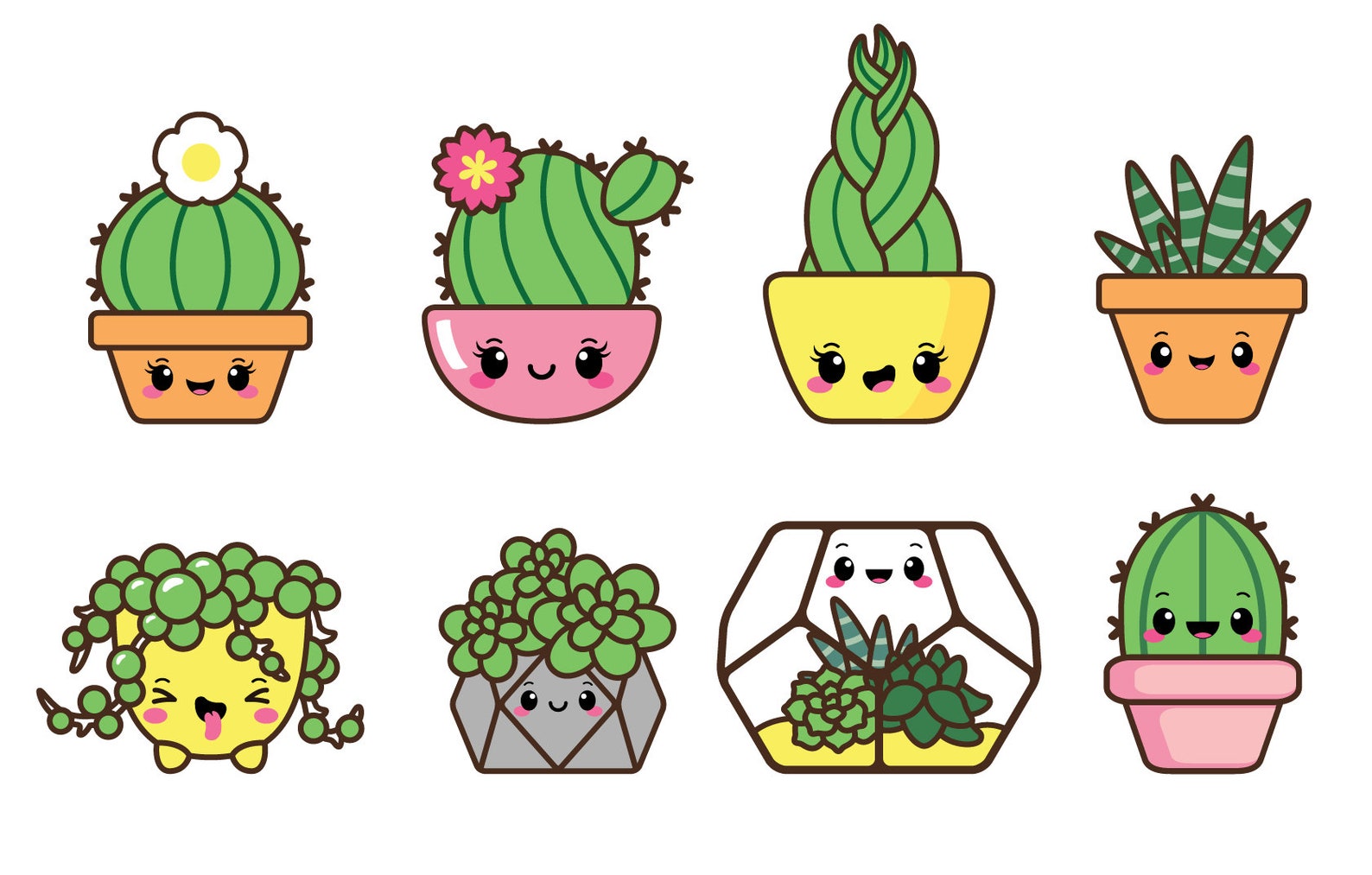 Cute Succulent Clipart Succulent Aquarium Clipart Kawaii - Etsy