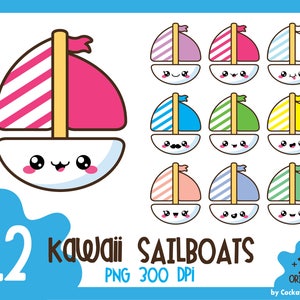 Sailboat clipart, kawaii clip art, nautical clipart, kawaii clip art, nautical clip art, sail clipart, yacht clipart, summer