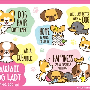 Kawaii dog clipart, cute dog clip art, kawaii puppy clipart, kawaii dachshund clipart, kawaii chihuahua clip art, wiener clipart