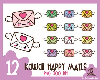 Kawaii-Clip-Art, Liebe Brief Cliparts, Valentinstag Clipart, Umschlag Clipart, Post Clipart, glücklich Post Clipart, Umschlag-Clip-art