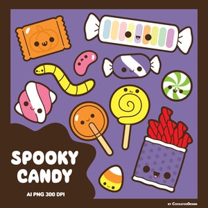 Halloween snoep clipart, kawaii snoep clipart, Halloween snoep clipart, Halloween behandelt clipart, trick or treat clipart, kawaii Halloween