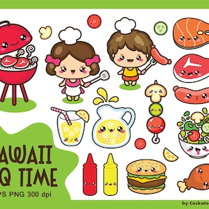 Kawaii Clip Art, BBQ Clipart, Labor Day Clipart, Kinder Clipart, Picknick Clipart, Lebensmittel Clipart, Grillparty Clipart, kommerzielle Nutzung
