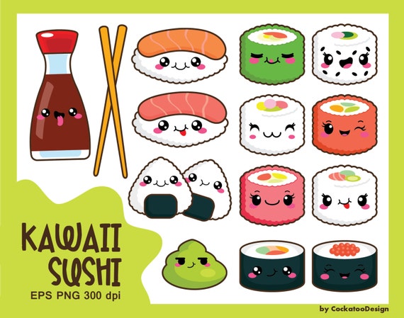 Kawaii clip art, kawaii sushi clip art, kawaii sushi clipart, cute ...