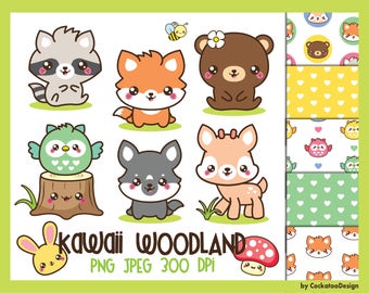 Woodland clipart, spring clipart, woodland animals clipart, woodland clipart, kawaii animals clipart, woodland baby animals clipart