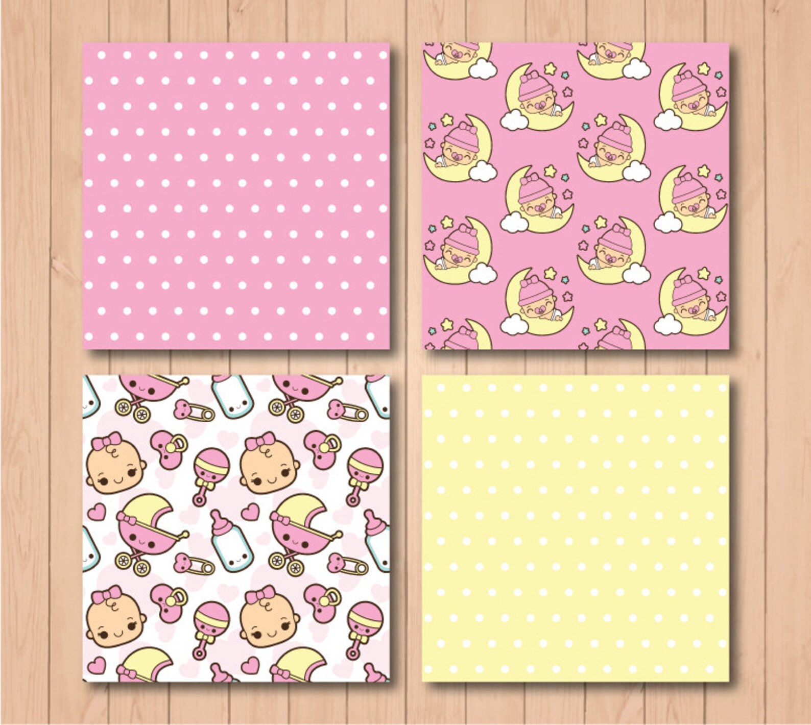 Kawaii Baby Clipart Baby Girl Clipart Cute Baby Girl - Etsy