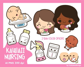 Breastfeeding clipart, pumping clipart, nursing clipart, breast pump clipart, kawaii clipart, baby bottle clipart, feeding baby clipart