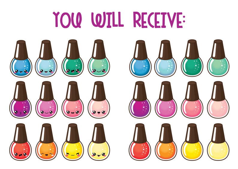 Kawaii esmalte de uñas clipart esmalte de uñas clip art | Etsy