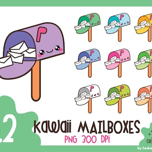 35% DE DESCUENTO, Kawaii clip art, kawaii feliz clip art de correo, clipart buzón de correo, lindo buzón clipart, kawaii carta clipart, Uso comercial