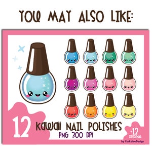 Kawaii clip art, nail polish clipart, kawaii clipart, cute nail polish clip art, manicure clip art, spa clip art, Commercial image 3