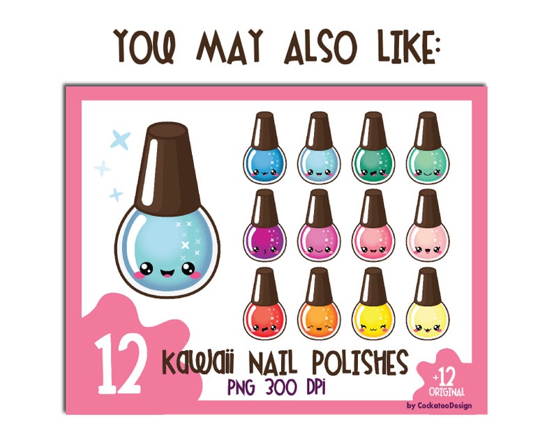 Kawaii clip art, nail polish clipart, kawaii clipart, cute nail polish clip art, manicure clip art, spa clip art, Commercial image 3