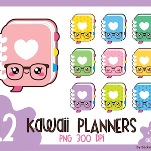 Planner clipart, kawaii planner clipart, notebook clipart, planner clip art, kawaii planner clip art, cute planner, Commercial