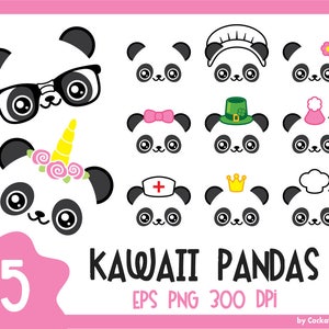 Kawaii panda clipart, cute panda clipart, unicorn panda clipart, kawaii panda clip art, nerdy panda clipart, pandicorn clipart, nerd clipart