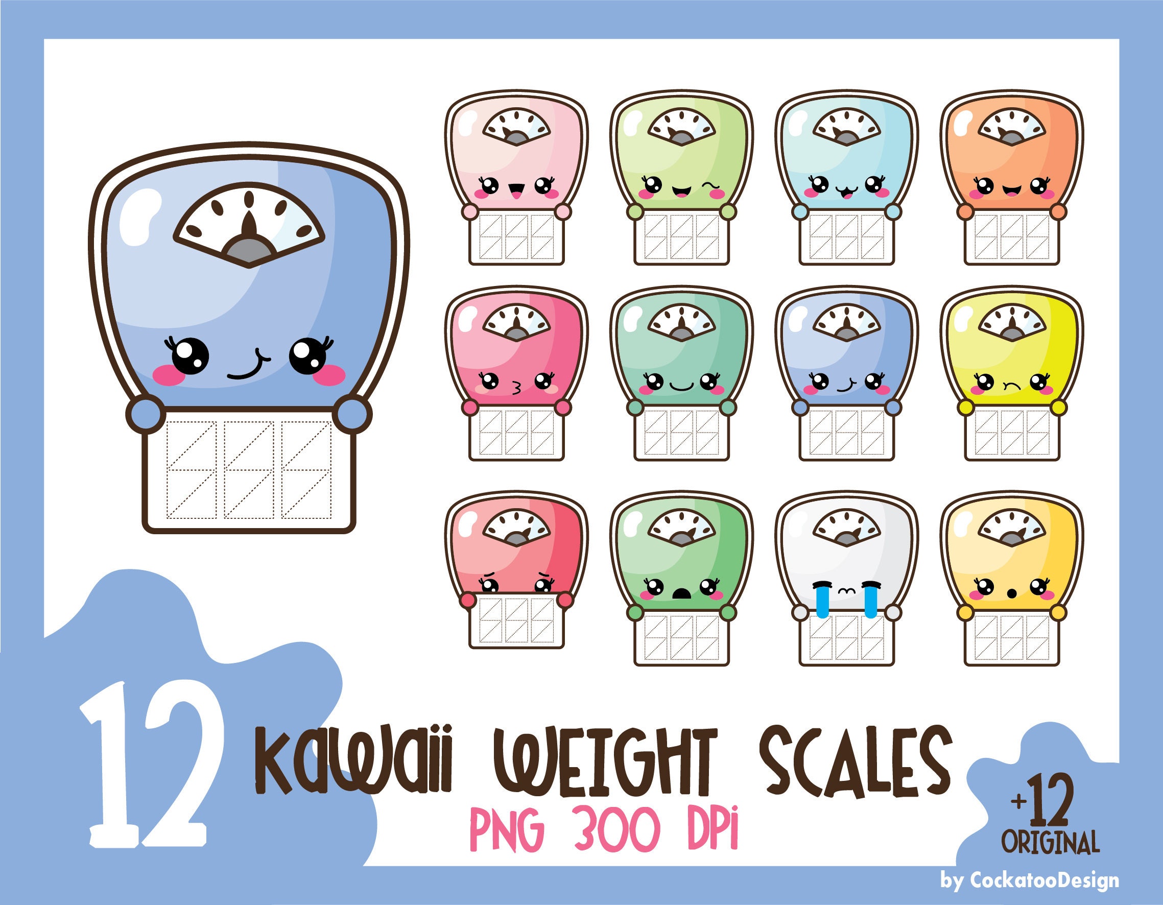 Kawaii Scale Clipart, Fitness Scale Clip Art Bathroom Scale Weight Loss  Workout Work Out Cute Digital Graphic Design Small Commercial Use 