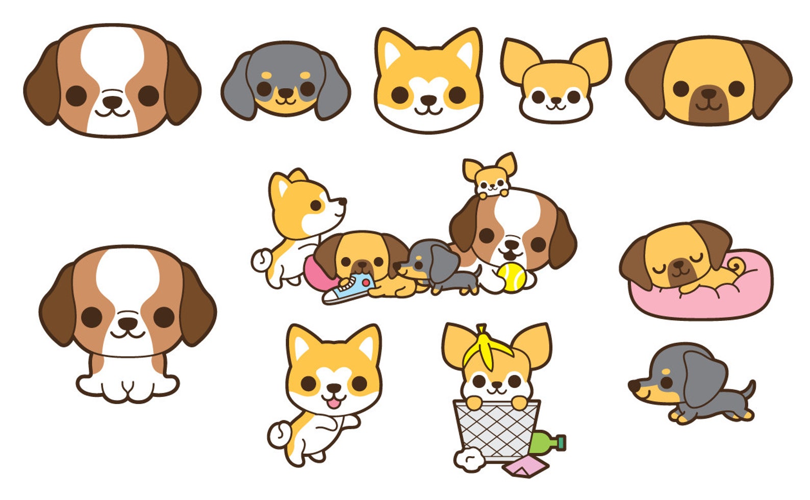Kawaii Hund Clipart niedlichen Hund ClipArt Kawaii Welpen Etsy