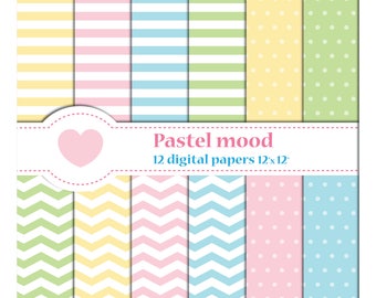 Pastel digital papers, easter digital papers, geometric digital papers, spring digital papers, polka dot, Commercial Use