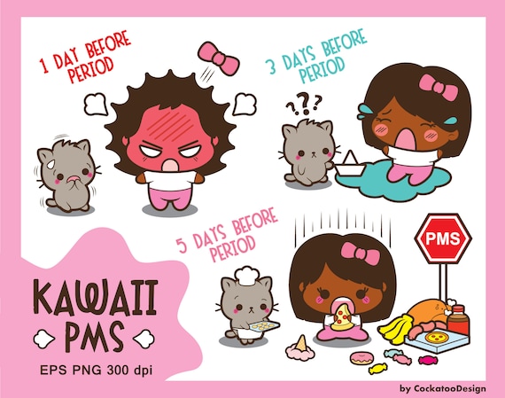 Kawaii Girl Clipart Pms Clipart Period Clipart African American