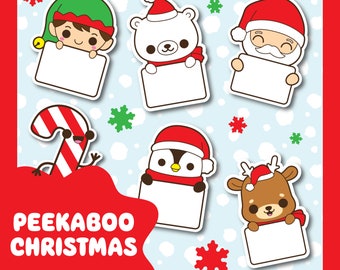 Christmas candy clipart, Christmas bear clipart, Christmas clipart, Santa Claus clipart, cute penguin clipart, holding sign clipart, kawaii