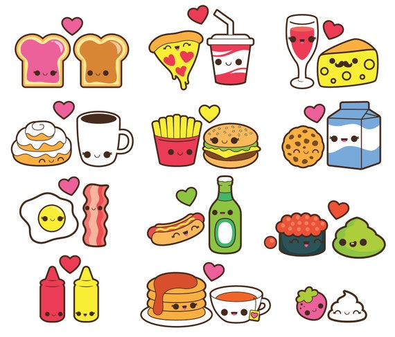 Valentine Clipart, Kawaii Food Clipart, Kawaii Valentines Day Clipart,  Kawaii Coffee Clipart, Kawaii Cinnamon Roll Clipart, Sushi Clipart - Etsy