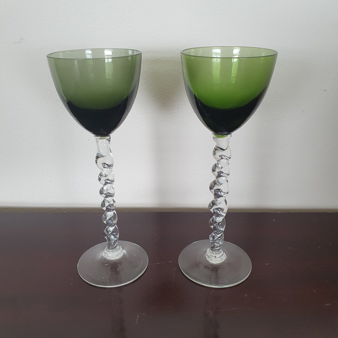 Lovely Pair of VICTORIAN Cordial Glasses. Twisted Stems Etsy