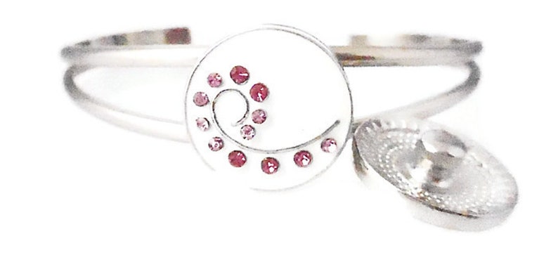 Snap button jewelry,Pink Curl Crystal,snap charm,fits on Ginger snaps jewelry,magnolia and vine snaps,18mm,snap jewelry,good beads snaps,