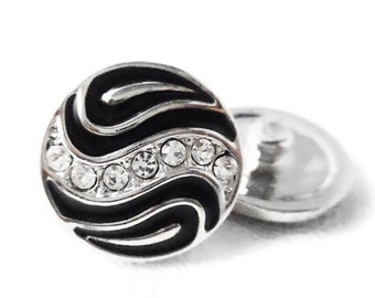 Snap button jewelry,Black with Crystal snap charm,fits on Ginger snaps jewelry,magnolia and vine snaps,18mm,snap jewelry, snaps,