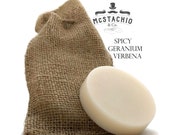 Spicy Geranium Verbena Shave, Shower and Shampoo Soap - 4oz puck
