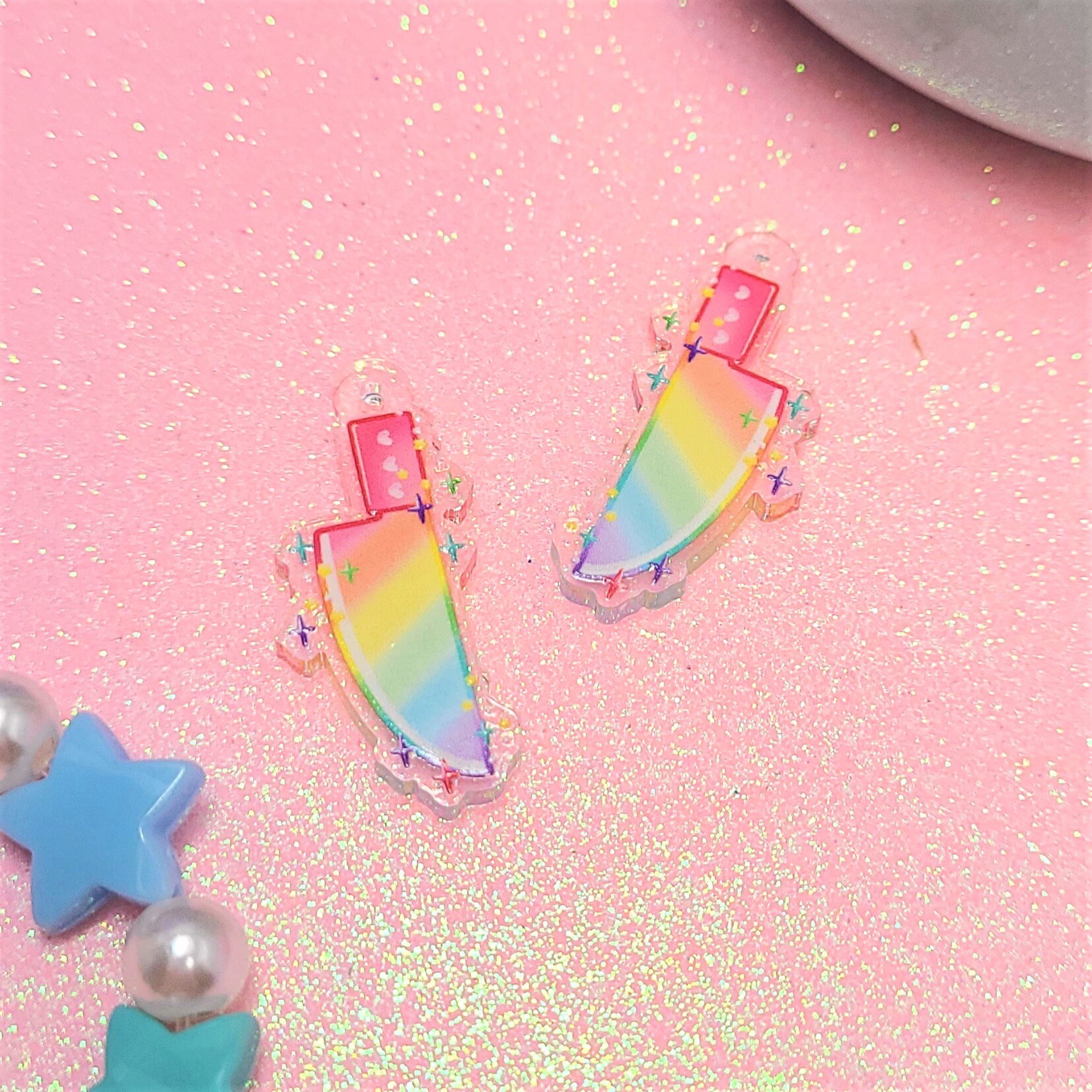 Pastel Goth Knife Dangle Acrylic Earrings Hypoallergenic Etsy
