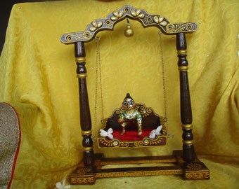 Laddu Gopal Jhula, Krishna Jhula - Janmashtami Jhula - Decorative Jhula .Idol From 0 to 4 No. Size.Lord swing,Jhula swing,Jhula krishna,Gift