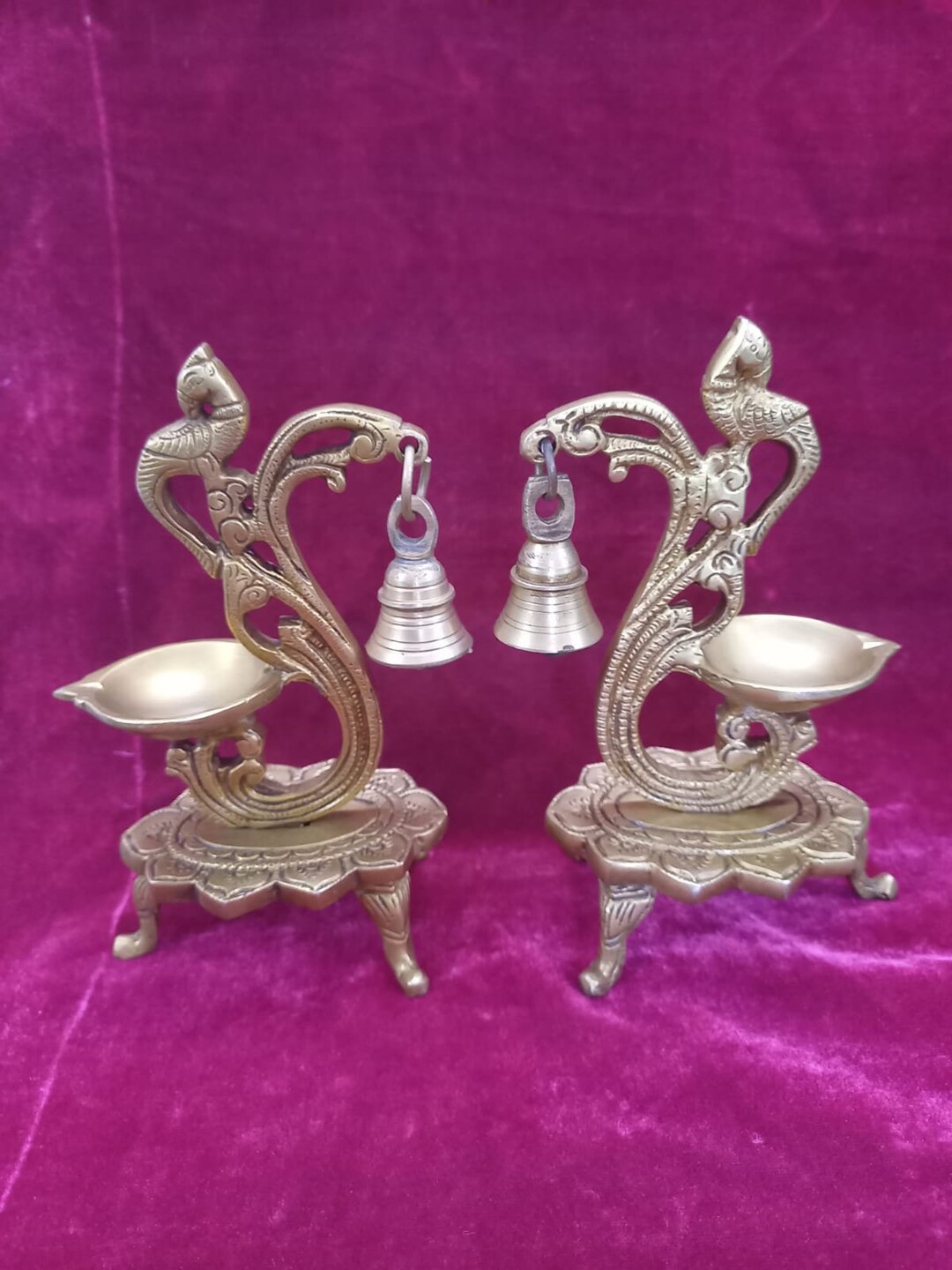 Brass Deepak,brass Oil Lamp Stand With Bell Brass Decorative Diyas