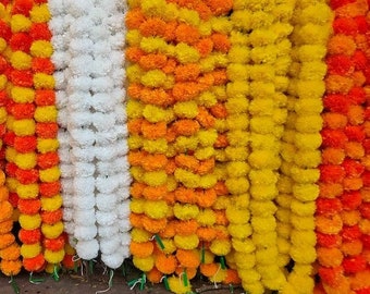 SALE ON Indian Marigold Flower Artificial Decorative Deewali Marigold Flower Garland Strings for Christmas Wedding Party Decoration,Events