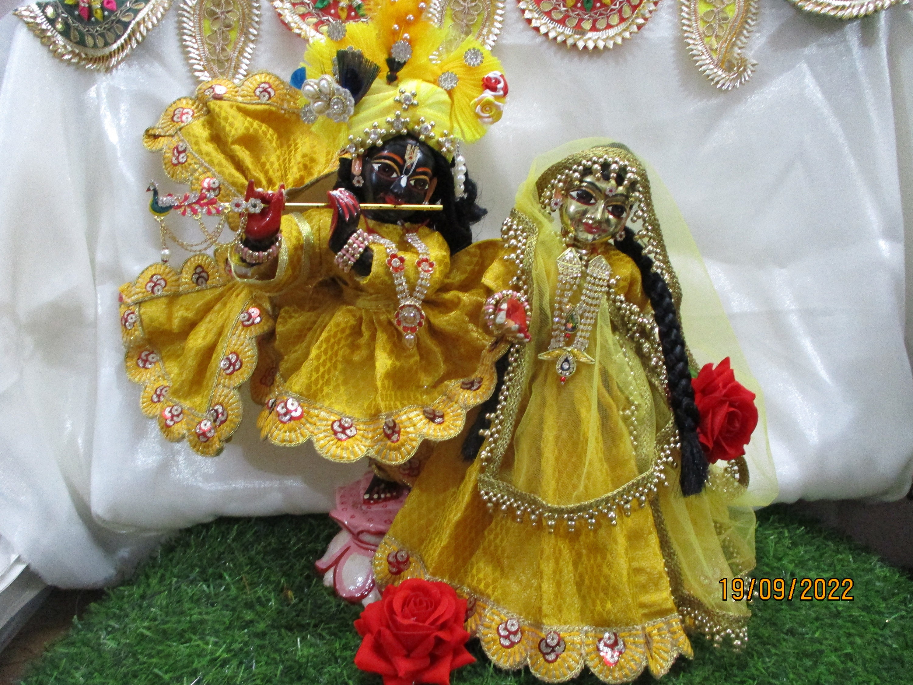 Radha Krishna Dress, laxmi nayaran ji Dress ,Woolen Dress,Winter posak  (Pink Blue Woolen 4