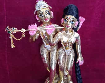 10"Radha Krishna statue,Vrindavan,brass idol,Home Temple Poojan use,Figurines,God Idol,Lord Krishna,decorative Showpiece,Can be seprate(slid