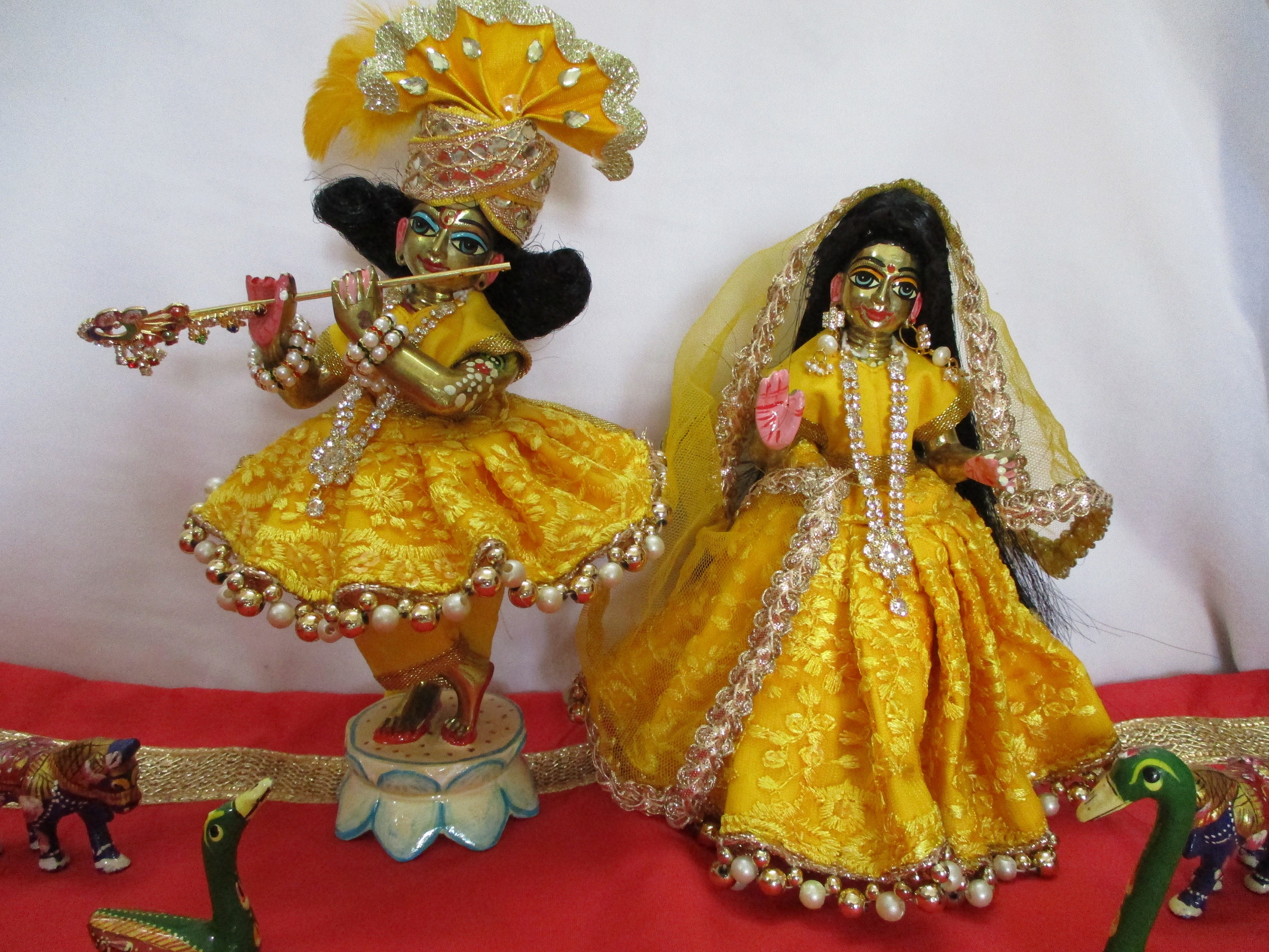 Radha Krishna Brass Idol With Beautiful 