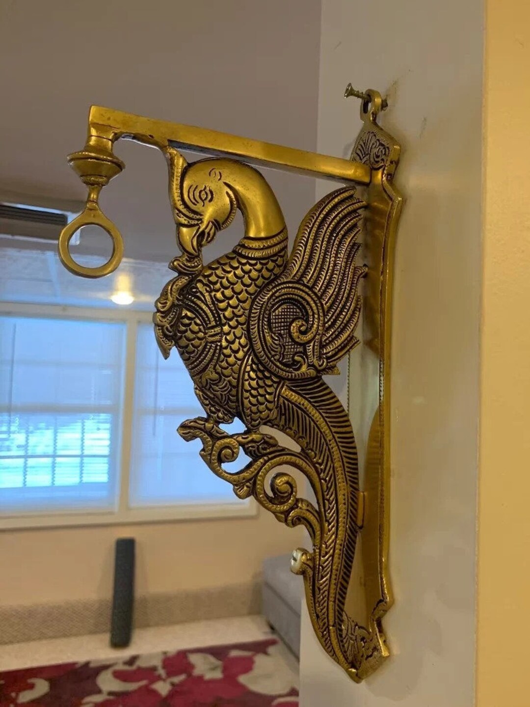 Peacock Brass Wall Bracket for Hanging Lamp or Bell,hanger,bracket,wall