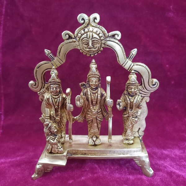 7" Ram Darbar Statue,Bronze Ram Darbar Murti,Ramdarbar Idol,Lord Rama,Lord Hanuman, Ram Darwar Idol,Lord Laxman,Sita Mata,Rama family Idol,