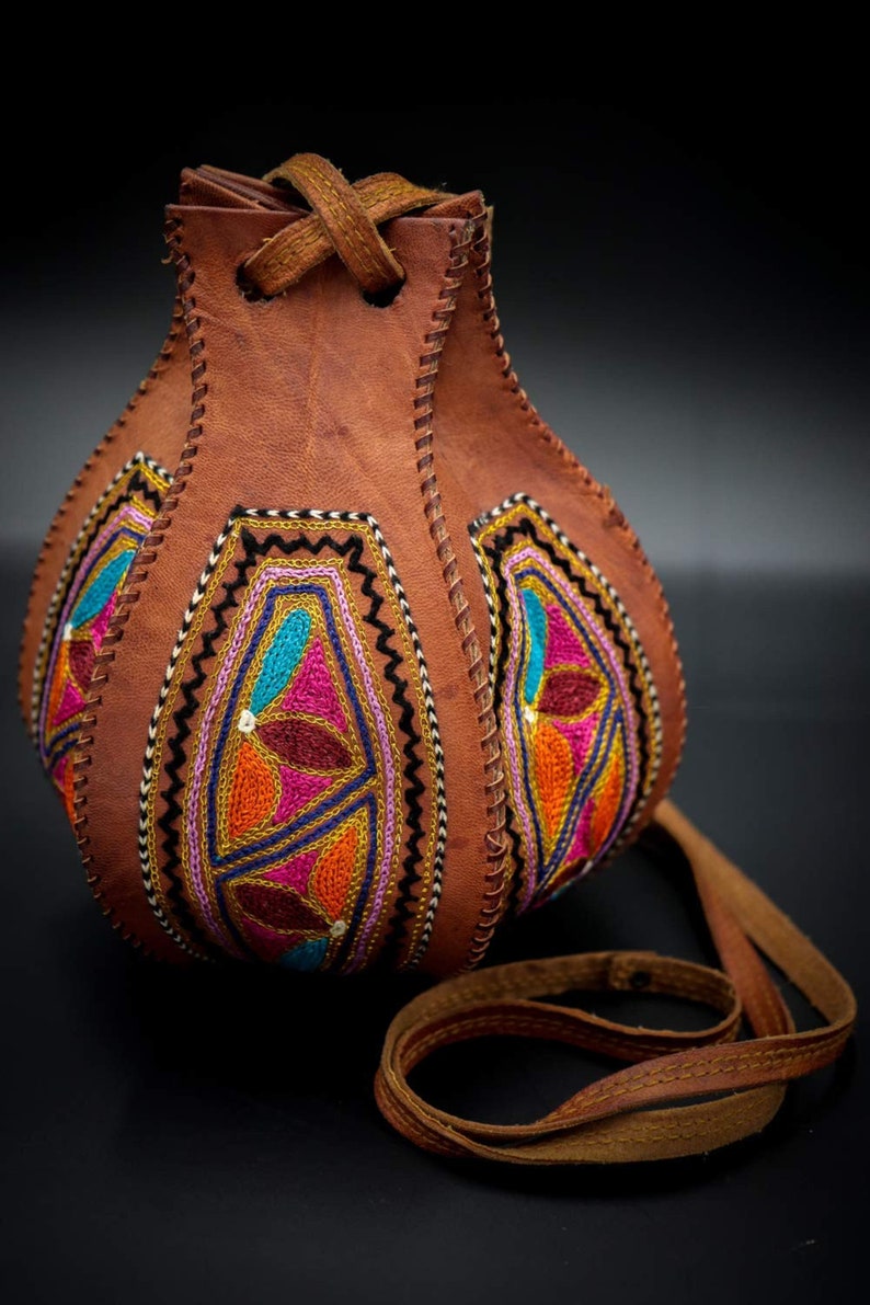 Rajasthani Embroidered Leather Potli Bag 11/7 inch. Etsy