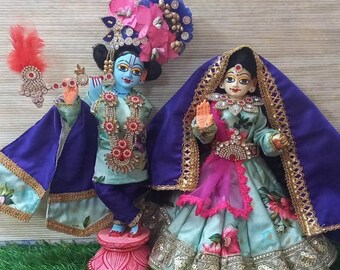 12"Radha Krishna with dress and jewelry,Statue,Home Temple Poojan use,Krsna moorti,YUGAL JODI,Vrindavan,Decorative Showpiece,Gift IDEAS