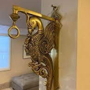 Peacock Brass Wall Bracket for hanging lamp or bell,Hanger,Bracket,Wall bracket,Brass bracket,Brass wall decor,Peacock brass wall bracket