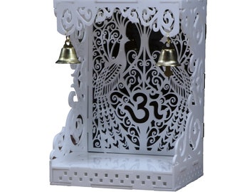 Conception de mandir de 6/5/4 po. pour la maison de Pooja, temple pour la salle de prière à la maison, mandir avec Om et croix gammée, mandir de découpe laser CNC, cadeau religieux, cadeaux