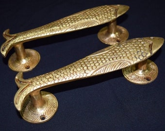 Fish Door Handle,Brass Fish Door Pull,Handles for Kitchen,Handles for Cabinets,Handles for Doors,Main Door Handles,Door Handle Pair,Gifting