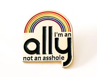 Gold LGBTQ+ Ally Enamel Pin | Inclusive Pride Flag Pin for Activists and Allies, Bold Pride Accessory
