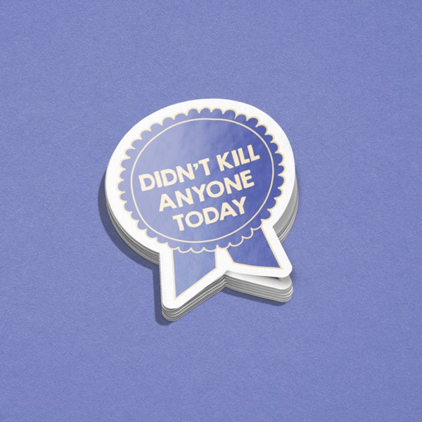 Didn't Kill Anyone Today Waterproof Sticker / Snarky Funny Award Laptop Sticker Decal / Sassy Water Bottle Vinyl Sticker