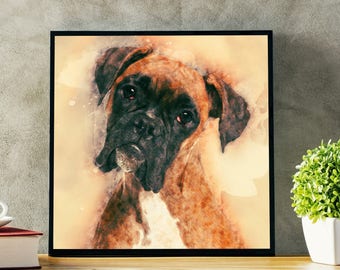 Boxer Dog Portrait Square Dog Wall Art Boxer