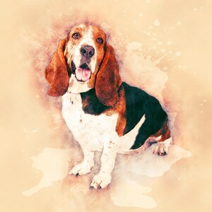 Beagle Pastel Portrait Square Puppy Wall Art Cute Beagle Dog Modern Art Painting of Cute Beagle Canvas Art Poster Custom Dog Portrait Print image 3