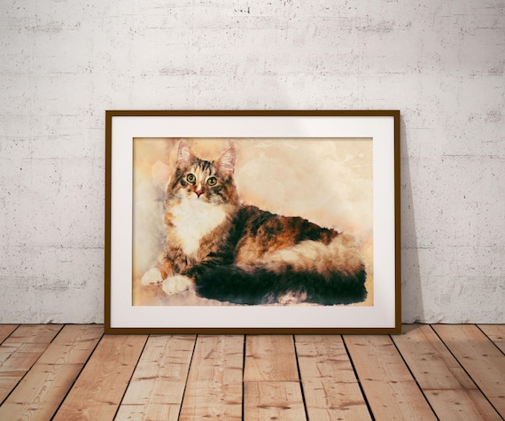 Norwegian Forest Cat Art Print on Canvas Custom Pet Portrait | Etsy