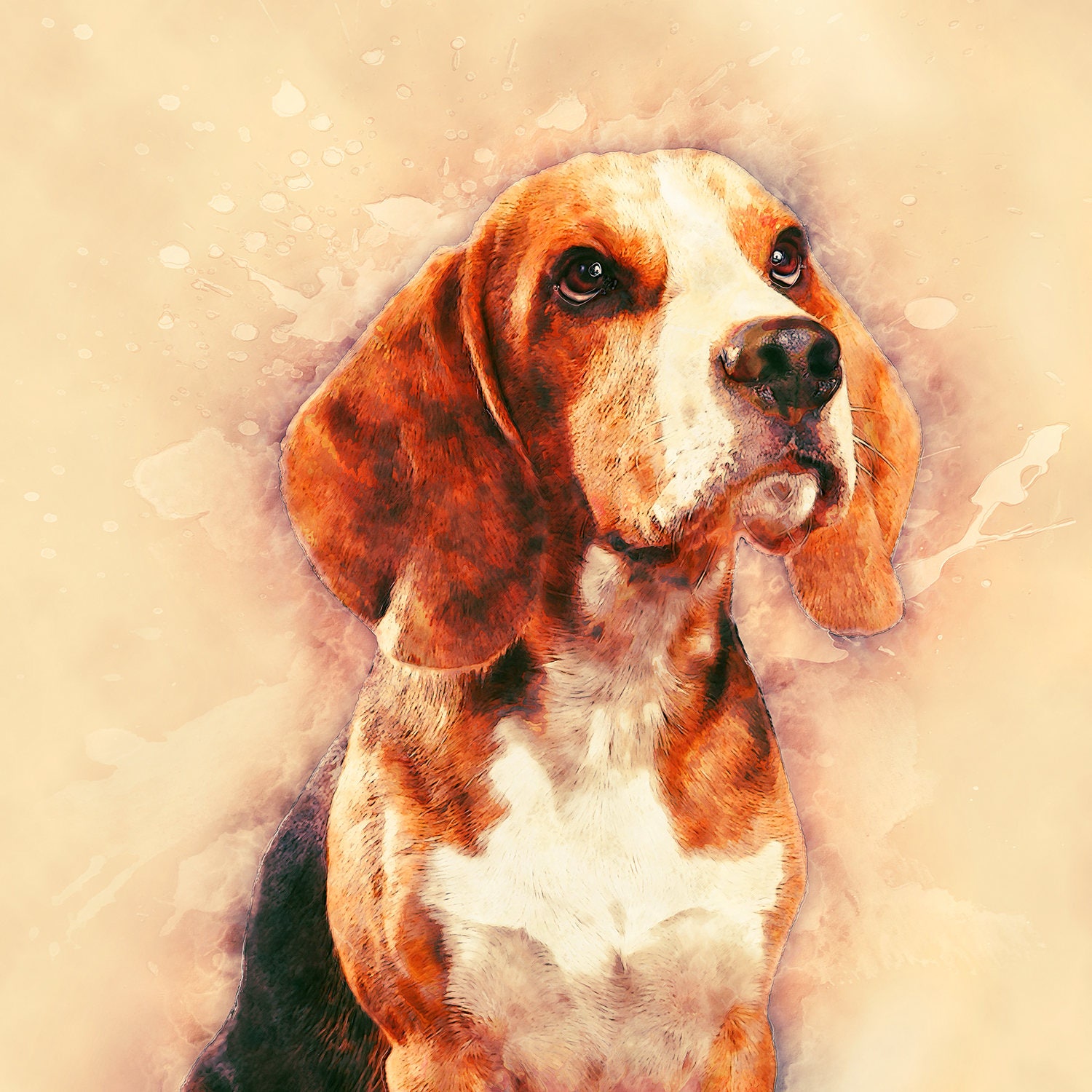 Beagle Art Print Canvas Artwork Watercolor Dog Portrait Beagle | Etsy