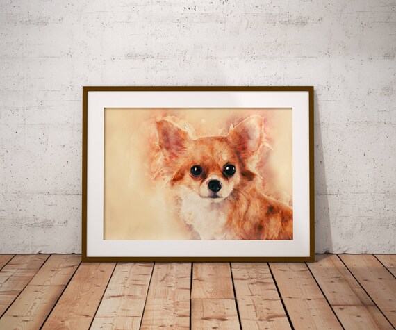 Long Haired Chihuahua Puppy Art Print Watercolor Painting Of Etsy