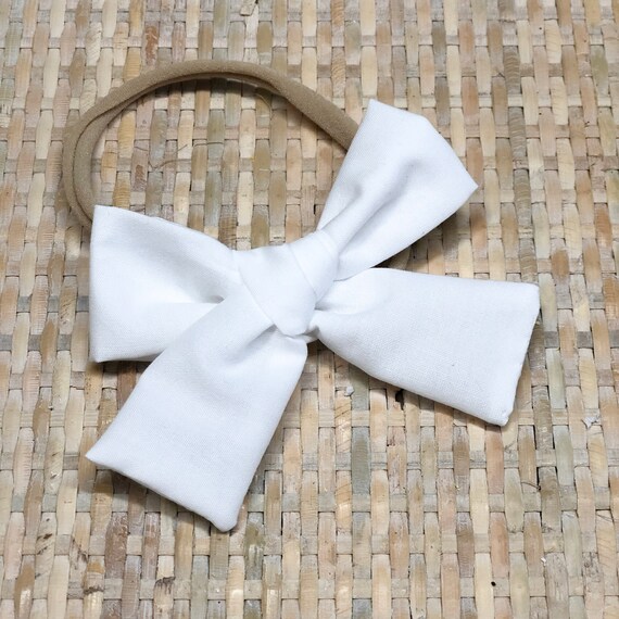 white hair bow headband