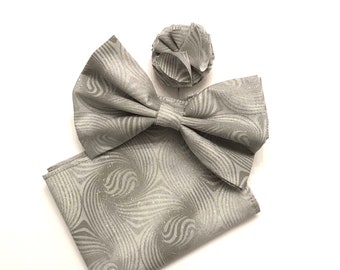 Gray & Silver Bow Tie